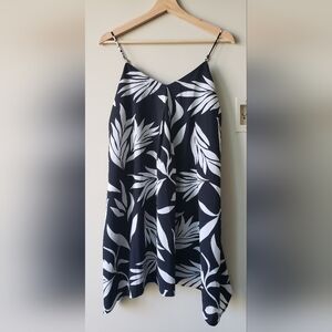 Ann Taylor Loft Black and White Tropical Foliage Dress - S